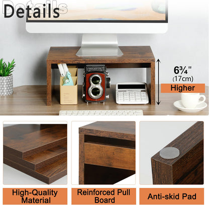 TEAMIX 14.2 inch + Riser-6.7 inch Monitor Stand TV/Screen/PC/Laptop Riser Computer Stand Desktop Shelf.
