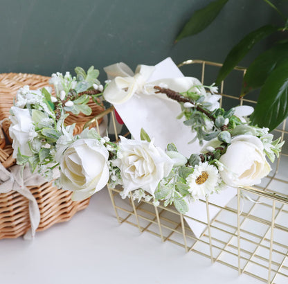 Trepveter Floral Crowns for Women Flower Crown Flower Garland Headband Floral Headpiece Halo Cosplay Halloween Bridal Wedding Photo Props Renaissance Party Prom