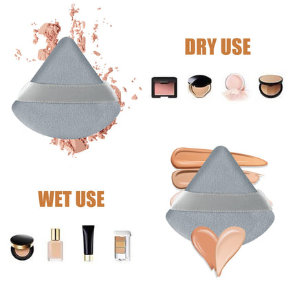 Pimoys 6 Pieces Powder Puff Face Makeup Sponge Soft Velour Triangle Powder Puffs Beauty Sponge Stocking Stuffers for Loose Powder (Black, Pink)