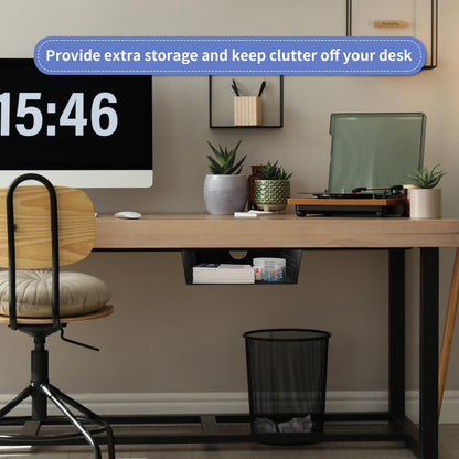 MOLIGOU Under Desk Storage Shelf, Under Desk Tray with Felt Liner, Screw Mount Under Table Hidden Storage for Home Office, Kitchen Cabinet (9" x 9" x 2.9")