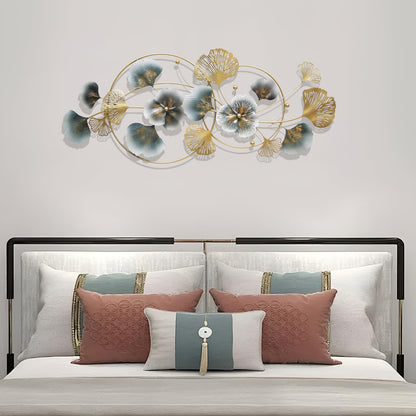 QXSXKJ 3D Metal Wall Art Decor Gold, 59" Large 3d Wall Decor, Modern Ginkgo Leaf Wall Decoration, Adornos Pare Sala Modernos, Hanging Sculptures For Living Room Dining Room Bedroom