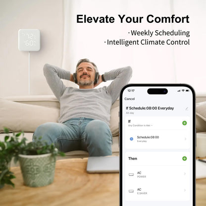 WOOX Smart Air Conditioner & Heater Pump Controller, WiFi IR Remote Control for Mini Split AC, Portable & Window AC, Temperature and Humidity Automation Controllers, Compatible with Alexa/Google