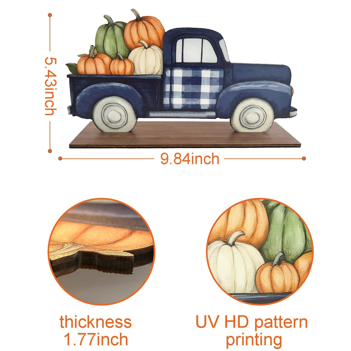 Autumn Wooden Desktop Decor Harvest Car Sign Halloween Pumpkins fall decorations Thanksgiving Table Decorations for Home,Farmhouse,Office,Garden