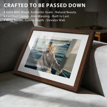 KissNow 8x10 Picture Frame 5-Pack - Brown Wooden 10x8 Frames with Tempered Glass, Classic Tabletop Gallery Frames for Photos & Art Prints