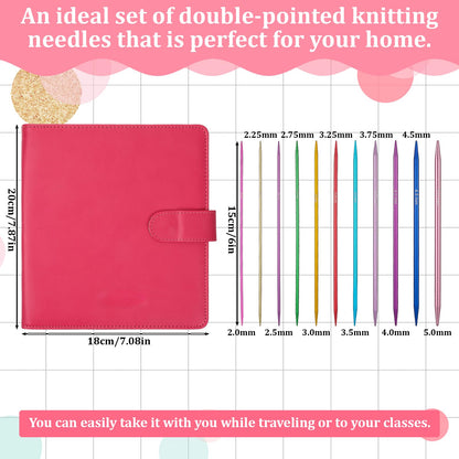 Oqqlin Double Point Knitting Needles Set, 55 Pcs 6 Inch Aluminum Knitting Needles 11 Size Multicolor Straight Knitted Needle for Beginner, Handmade, Sweaters, Scarves, Any Weave Yarn Projects