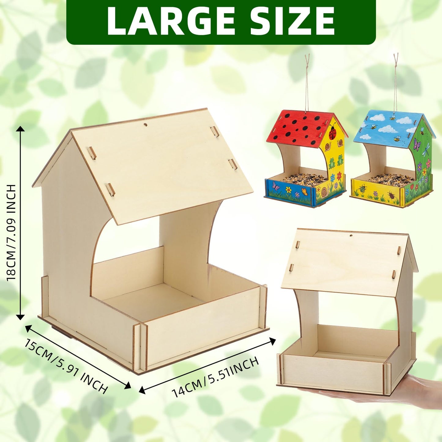 6 Pack Bird Feeder Kits Bulk Wooden DIY Birdhouse Kits Unfinished Bird Feeder Birdhouse to Paint Wood Craft for Educational Fun Art Outdoor Activities Gifts