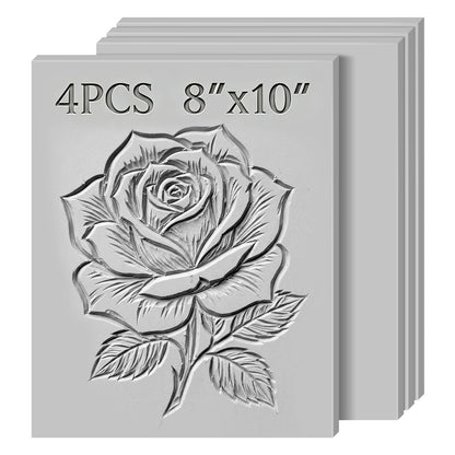 4 Pack 8 x 10 Inch Gray Rubber Stamp Carving Blocks, (0.24" Thick) Soft & Easy-to-Carve Rubber Blocks for DIY Stamp Making, Printmaking & Art Projects, Craft Supplies for Beginners and Professionals