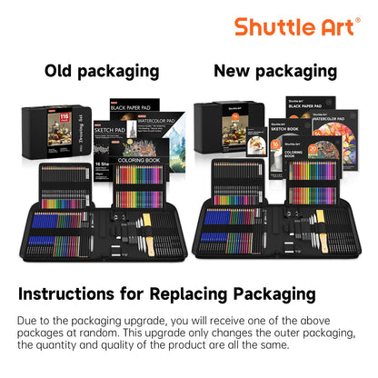 Shuttle Art 116 PCS Drawing Kit, Professional Drawing Supplies with Sketch, Charcoal, Colored, Graphite, Pastel Pencils & Sticks, Complete Drawing Tools and Paper Pads in Zipper Case for Artists&Kids