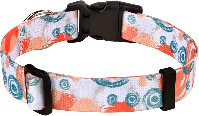 MarukoPet Dog Collar, Adjustable for Small Medium Large Dogs Puppy, Cute Design with Bohemia Floral Tribal Geometric Patterns Boys Girls Dog Collar(Orange Watercolor-XS)