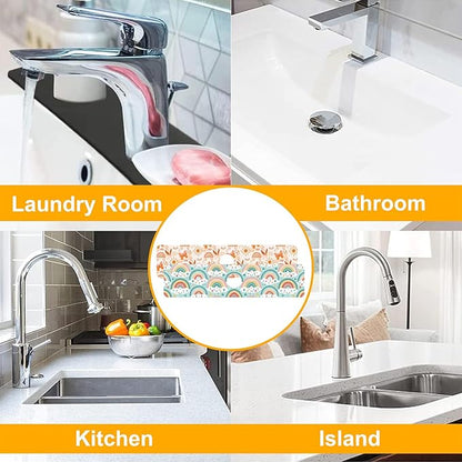 2 Pack Cute Rainbow Sink Splash Guard Faucet Mat Boho Rainbow Butterfly Super