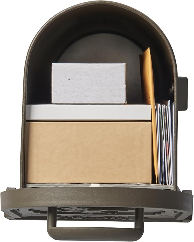 Architectural Mailboxes Arlington Steel Post Mount, Textured Bronze, Large | Galvanized steel build for outside with weather-resistant build and rust-resistant powder-coat finish. USPS approved.