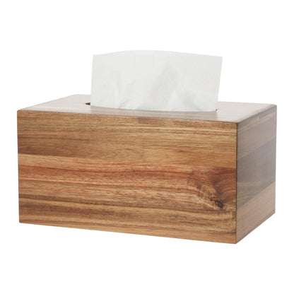 Reviaras Wooden Tissue Box Cover, Tissue Box Holder with Slide-Out Bottom, (Acacia) (Acacia-Rectangle)