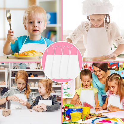 PLULON 30 Pcs Kids Painting Aprons, Kids Aprons for Painting White Art Apron Smocks Bulk for Art Activity Craft Home Kitchen Classroom Party Supplies
