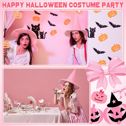 Jamntower Pink Bow Witch Hat Accessories Halloween Coquette Wool Felt Witch Hat for Women Cosplay Masquerade Party Supplies