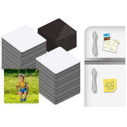 50 PCS Sublimation Magnet Blanks Metal Products Bulk Square 25 Metal Sublimation Blanks and 25 Magnets 3x3 inch Sublimation Fridge Magnet Aluminum Sign Blanks for Kitchen Office Decorative