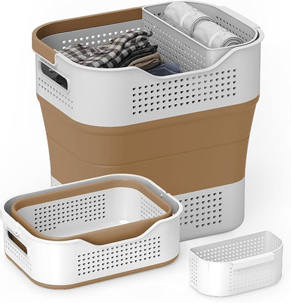 TECHMILLY Collapsible Plastic Laundry Basket Hamper