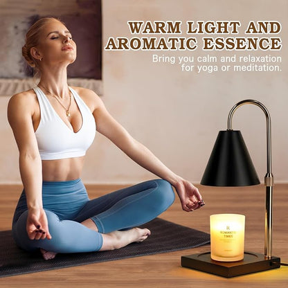 Candle Warmer Lamp with Timer Dimmer, Electric Candle Lamp Warmer for Bedroom Decor, Mothers Day Birthday Gifts for Women Mom, Height Adjustable Metal Candle Lamp, House Warming Gifts, Black