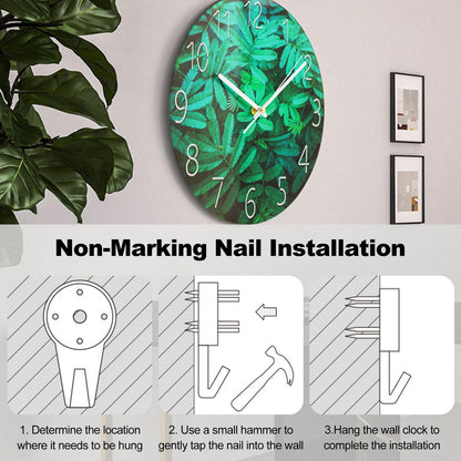 Ergocar Glass Wall Clock Silent Scanning Mechanical Round Glass Wall Clock, Suitable for Living Room, Kitchen, Office.