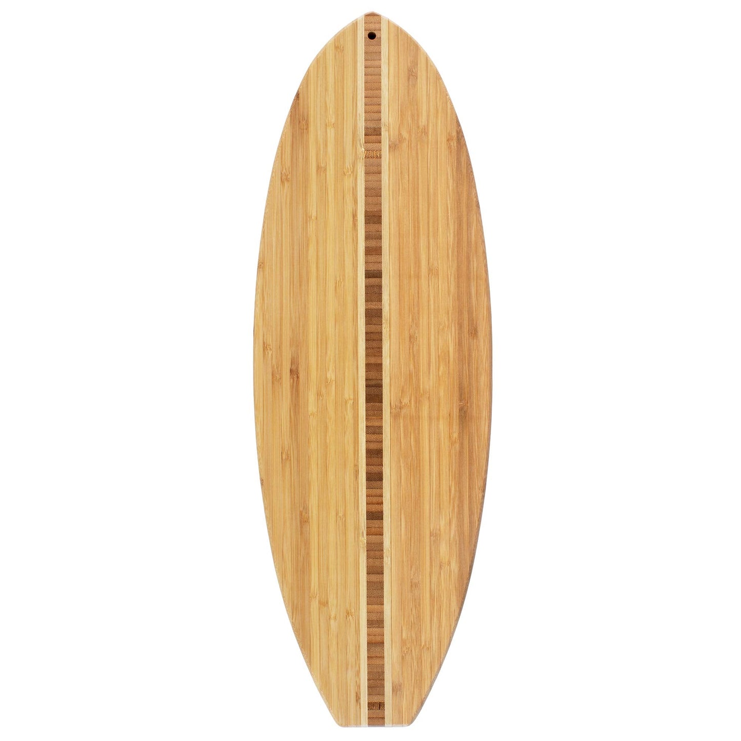 Totally Bamboo Surfboard Cutting Board and Charcuterie Board, Beach-Themed Bamboo Serving Platter with Wall Hang Tie, 23" x 7.5"