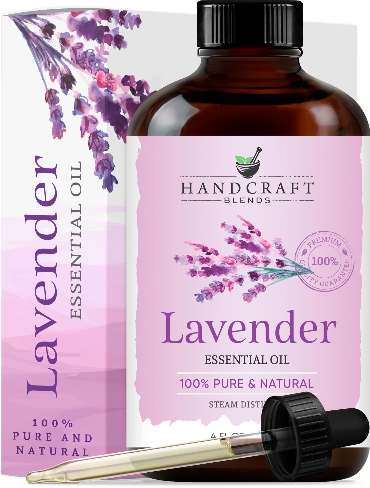 Handcraft Blends Lavender Essential Oil – Huge 4 Fl Oz – 100% Pure and Natural – Premium Grade Essential Oil for Diffuser and Aromatherapy, Skin, Massage, Candle and Soap Making Fragrance