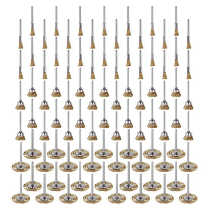 Rocaris 90 Pcs Wire Brushes Set, Brass Wire Wheels Pen Brushes Set Kit Accessories for Rotary Tool