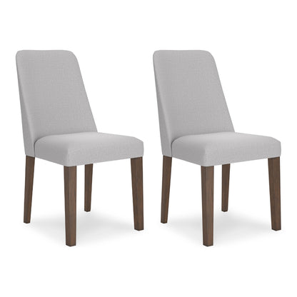 Signature Design by Ashley Lyncott Dining Chairs Set of 2, Mid Century Modern Style, Solid Wood Frame with Light Gray Polyester Upholstery, for Casual Kitchen and Dining Room Spaces, Medium Brown