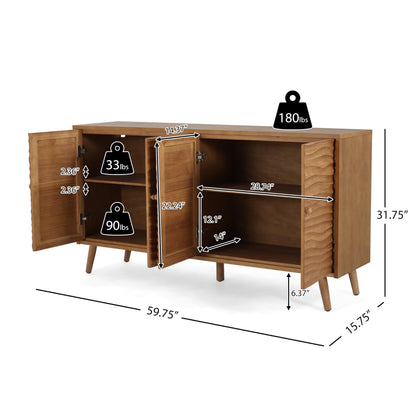 Christopher Knight Home Jope Wooden Sideboard Cabinet, Large Sideboard Buffet Cabinet, Living Room Accent Storage Cabinet with Adjustable Shelves,Kitchen Cabinet Organizer for Coffee Bar,Natural Brown