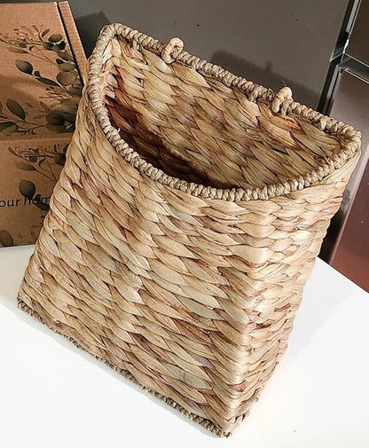 Boho Woven Wall Hanging Basket – Water Hyacinth Flat Back Basket
