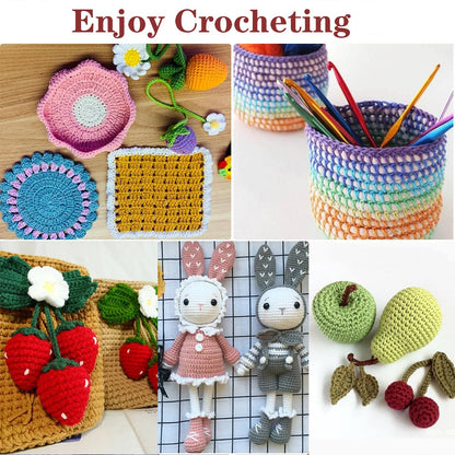Hntess 118Pcs Crochet Kit for Beginners, Premium Knitting & Crochet Supplies Set with 12 Yarn Spools, 21 Crochet Hooks, 6 Sewing Needles & Storage Case, Complete Starter Crochet Kit for Adults Kids