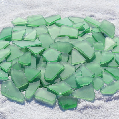 Sea Glass for Crafts - 34oz Green Frosted Seaglass Pieces - Vase Filler and Aquarium Ornament, DIY Craft Supplies for Art, Beach Weddings, and Home Decor