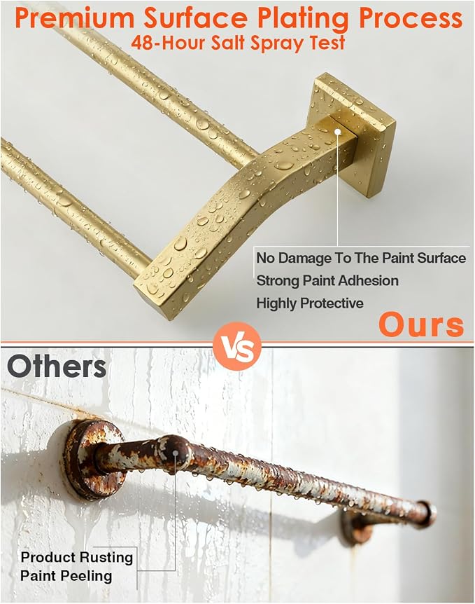 Alise Bath Double Towel Bars Towel Racks for Bathroom,Wall Mount Towel Holder Heavy Duty SUS304 Stainless Steel Towel Hanger Towel Rail,Gold,32 Inch