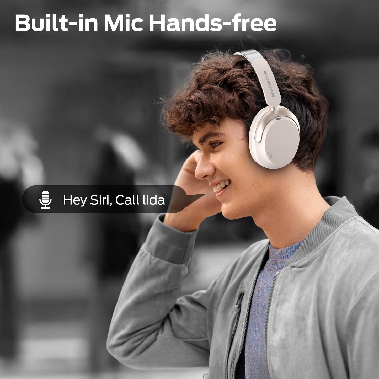 Monster Persona 3rd ANC Wireless Headphones, Noise Cancelling Headphones with Bluetooth 5.4, Foldable Lightweight Over Ear Headphone, Clear Talk, 70H Playtime, Dual Device Pairing, Comfort Fit, White
