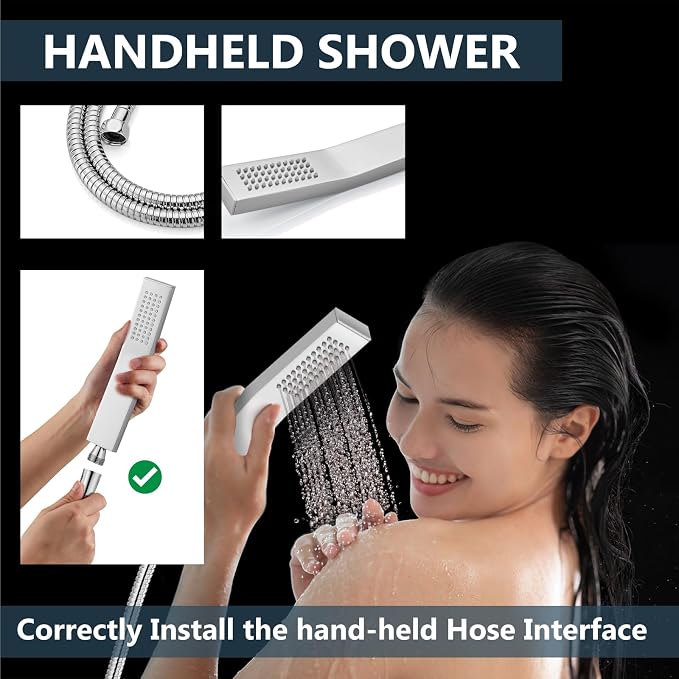 Aolemi Shower Faucet Set Rain Shower System with Handheld Spray Bathroom Shower Combo Rough-in Valve and Shower Trim Kit Included Polish Chrom 10 Inch Wall Mount Shower Head