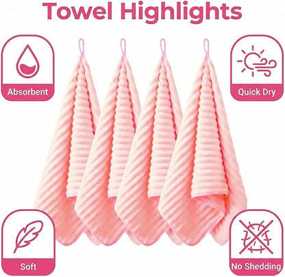 4PCS Pink Microfiber Hand Towels