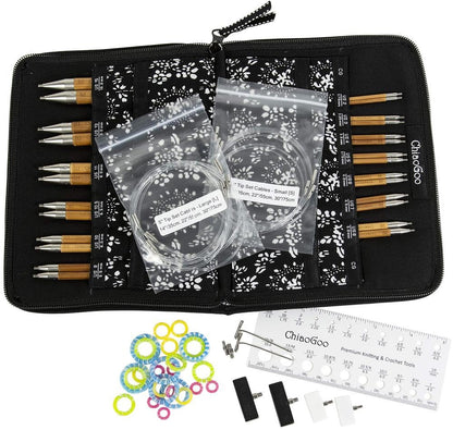 ChiaoGoo Spin Bamboo Complete Set, 5-inch (13 cm) [S][L], US 2-15 (2.75-10 mm)