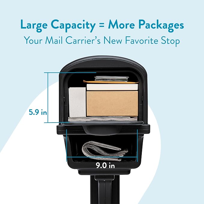 Architectural Mailboxes Gentry Plastic, Dual Access, Mailbox and Post Kit, GGC1B00AM, Black, Large Capacity