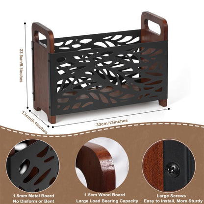 QILICHZ Magazine Holder,Wood Magazine Rack,Rustic Magazine File Holder,Magazine Storage Basket,Magazine Rack Floor,Farmhouse Magazine Organizer for Magazines,Books,Newspapers