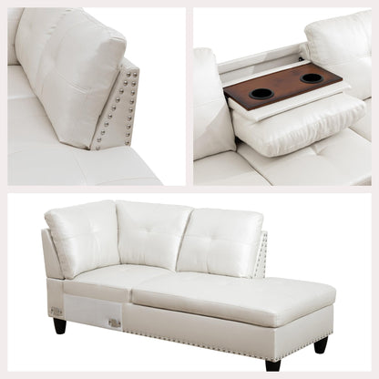 Trygoal L Shaped Couches for Living Room, Sectional Couch Living Room Furniture with Storage Ottoman, Modular Sectional Sofa with Movable Chaise for Apartment Office, White