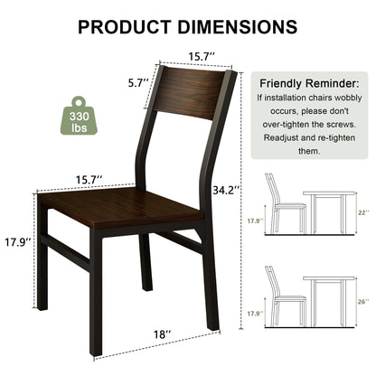 Feonase Dining Chairs Set of 6, Modern Kitchen Chairs with Ergonomic Backrest, MDF Board and Metal Legs, Dinner Chairs for Dining Room, Kitchen and Living Room, Espresso