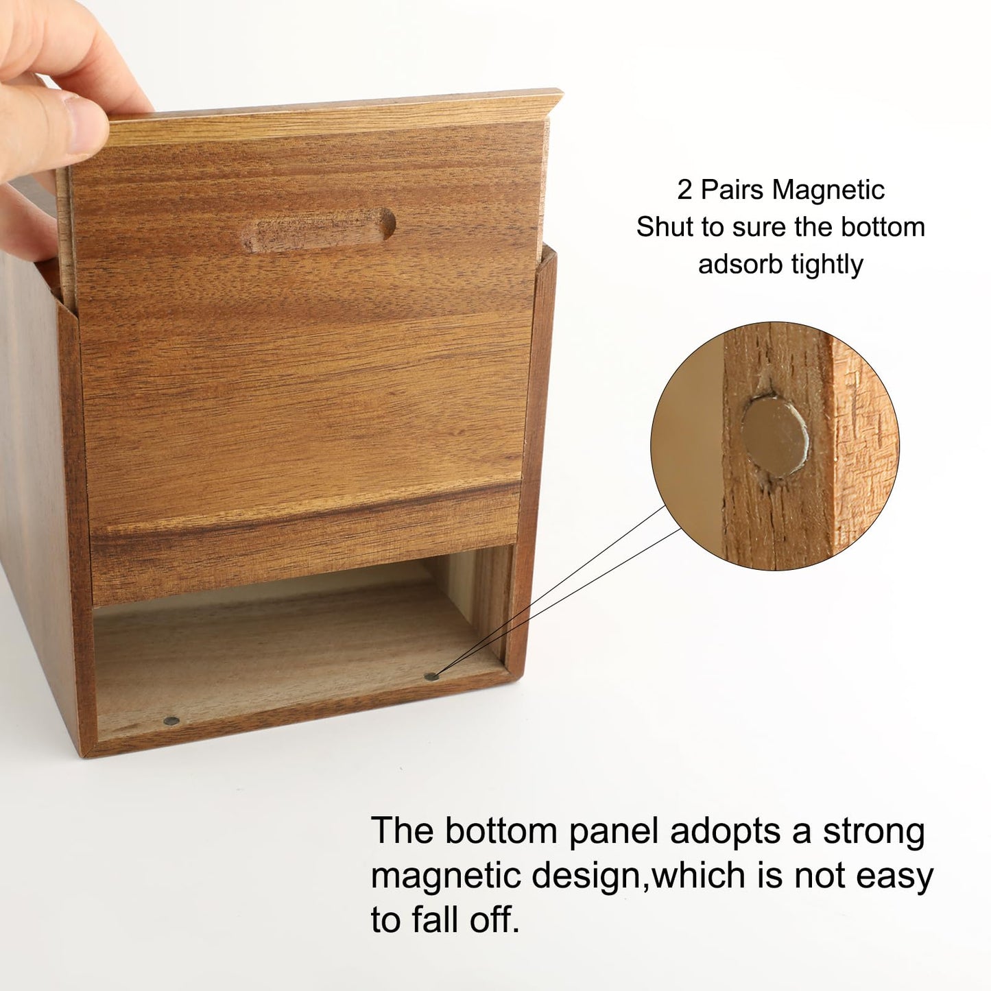 Tissue Box Cover,Square Wooden Tissue Holder with Slide-Out Bottom, Acacia Wood Facial Paper Holder for Bathroom,Living Room,Office, Decorative Cube Facial Tissue Box Cover,Modern Farmhouse Style
