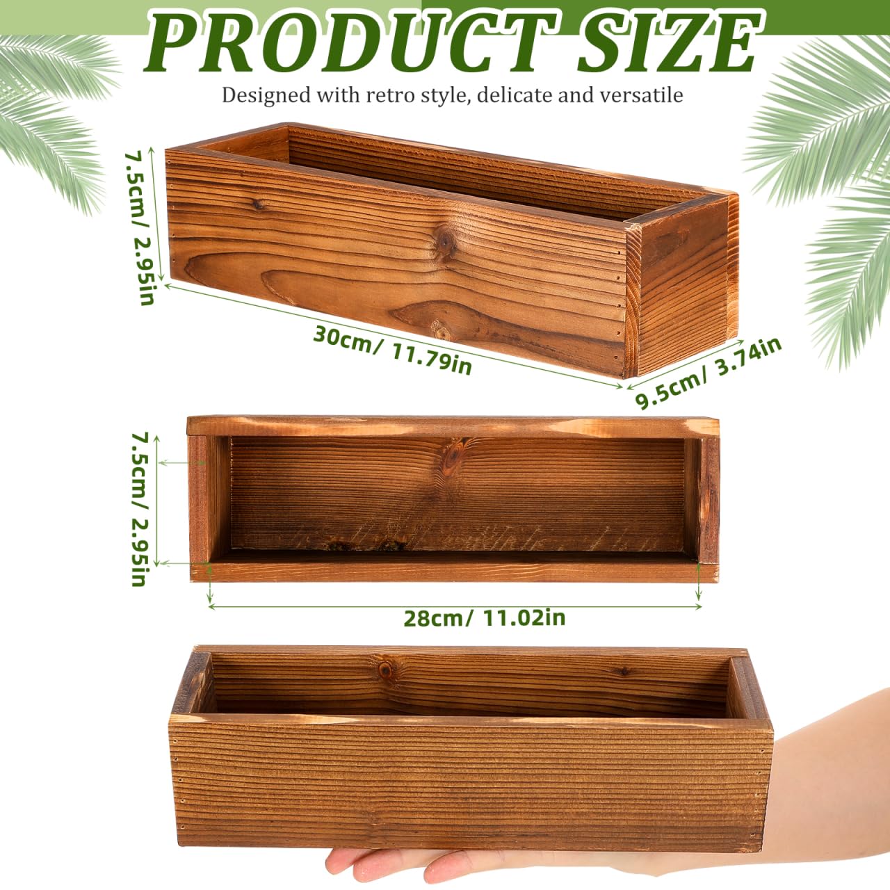 Hemobllo Rustic Wooden Flower Box Rectangular Cedar Planter for Outdoor Indoor Succulent Pot Decorative Planter