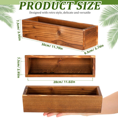 Hemobllo Rustic Wooden Flower Box Rectangular Cedar Planter for Outdoor Indoor Succulent Pot Decorative Planter