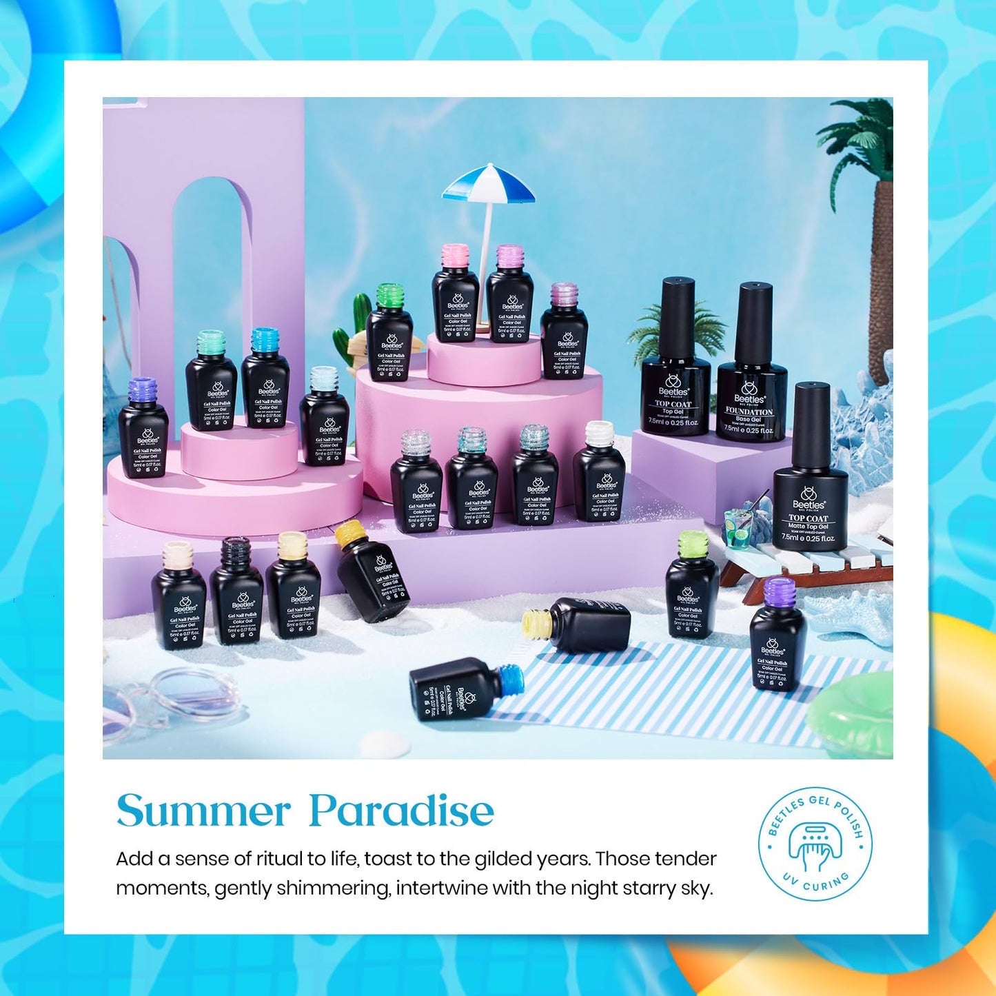 Beetles Cat Eye Gel Polish Set - 24Pcs 20 Colors Glitter Dark Color Changing Gel Nail Polish Kit with Base Gel Glossy Matte Top Coat Soak off UV DIY Nail Art Salon Ombre Black Nails Gift