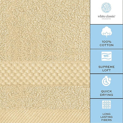 White Classic Luxury Cotton Washcloths 13x13 Inch