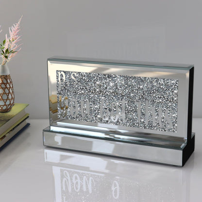 Silver Mirror Crystal Diamond Home Office Desk Art Decor, Daily Inspirational Office Supplies Sign and Reminder-Everything is Figureoutable & P.S. You Got This-9.1×5.1×3Inches