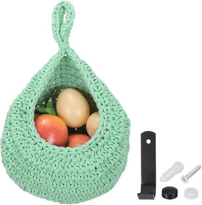 uxcell Hanging Fruit Baskets for Kitchen, Hand-Woven Wall Hanging Storage Jute