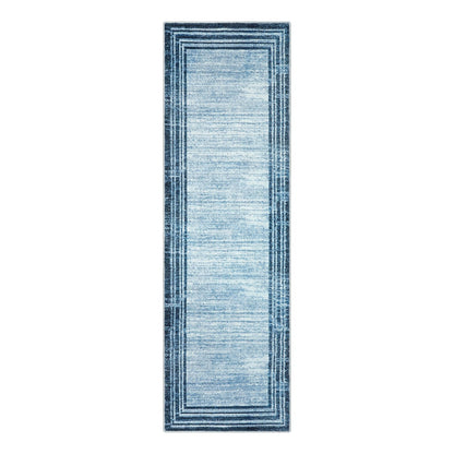 Lahome Amabel Abstract Runner Rug,2.5x8 Hallway Runner Rug Non-Slip Washable Blue Kitchen Runner Rugs, Soft Bedroom Runner Minimalist Solid Indoor Carpet Runners for Entryway Bathroom Laundry Room