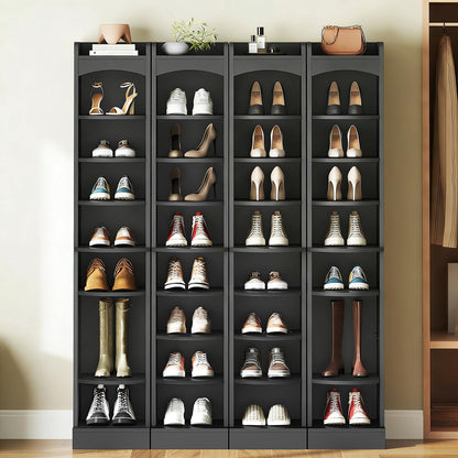 YATINEY 9-Tier Tall Shoe Rack and L-Shaped Shoe Bench with Cushion, 59.1" Entryway Shoe Storage Bench SS02BK-HX12BG