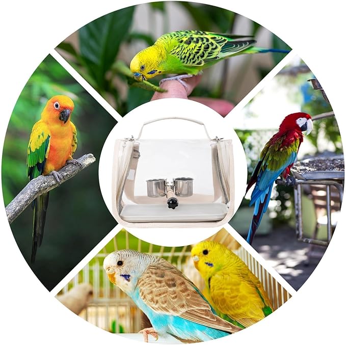 Breathable Bird Backpack, Transparent Travel Carrier, with Perch Stand, 35cm Ventilated Pet Bag with Clear Window Design, Bird Transport with Portable Style, Pet Carrier for Outdoor Travel Camping
