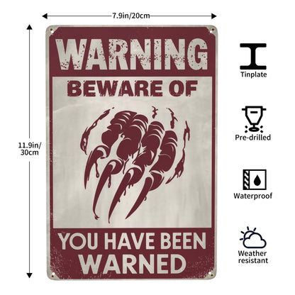 8x12 Inch Metal Sign Halloween Warning Beware You Have Been Warned Retro Wall Decor For Front Entry Porch Hallway Garage Party Room And Halloween Wall Display Spaces